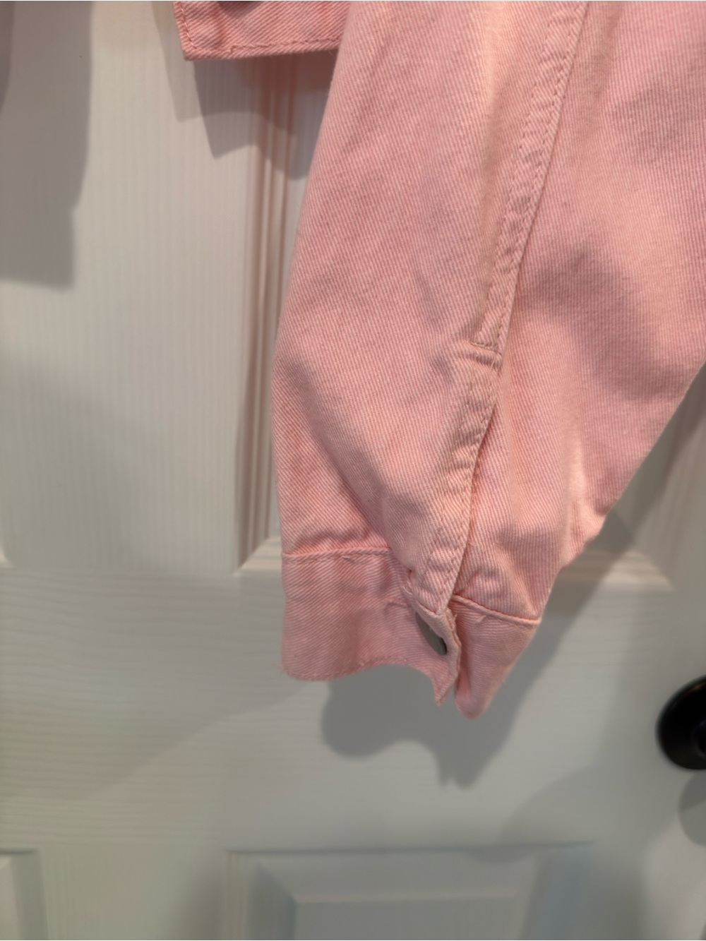 Pink Cropped Button Front Denim Jacket - Picture 3 of 8